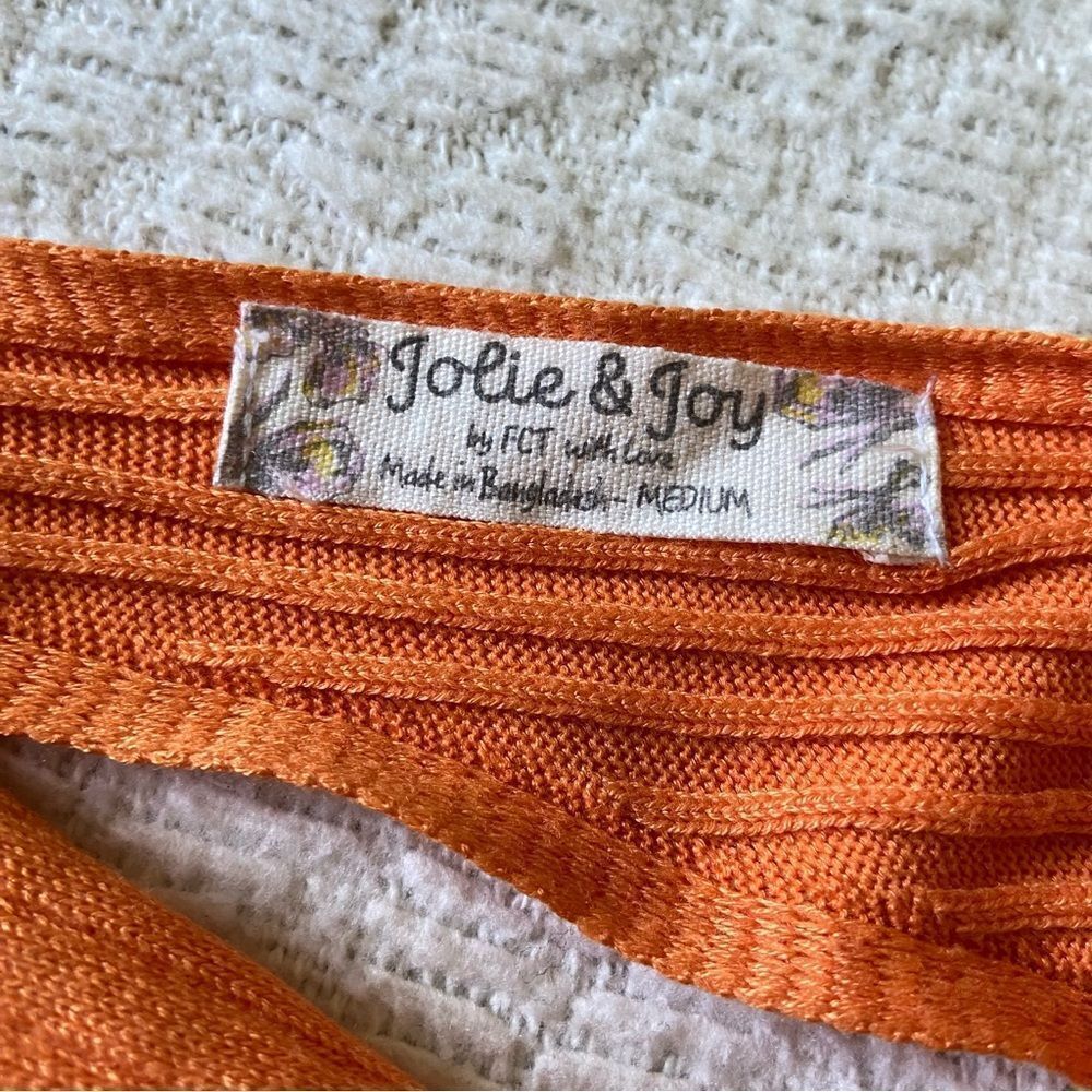 Jolie & Joy Sleeveless Ribbed Twist Back Orange Sweater Pencil Bodycon Dress - Picture 7 of 8